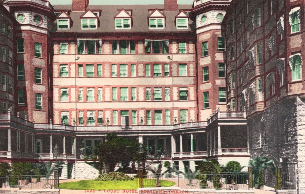 Court Hotel Portland Oregon USA Antique Rare Postcard