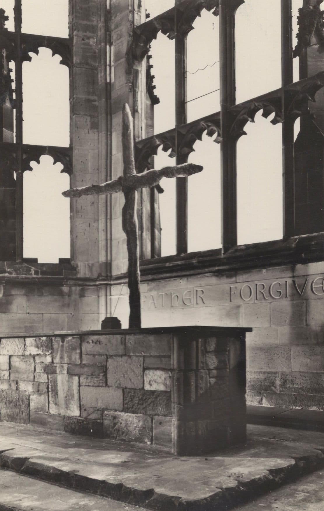 Coventry Cathedral Altar & Charred Cross Valentines Warks Postcard