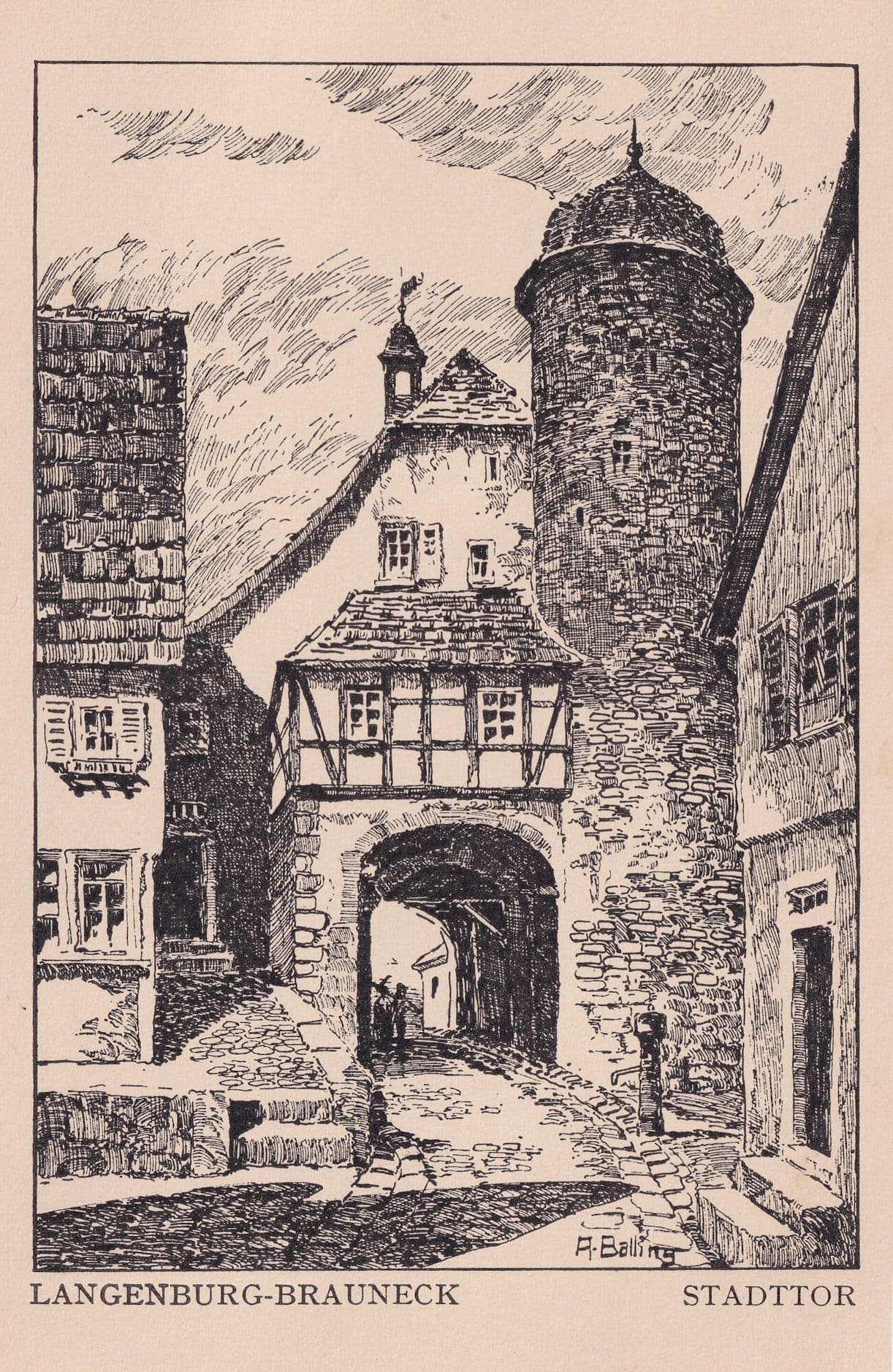 CPA AK Langenburg Brauneck Stadttor German Drawing Postcard