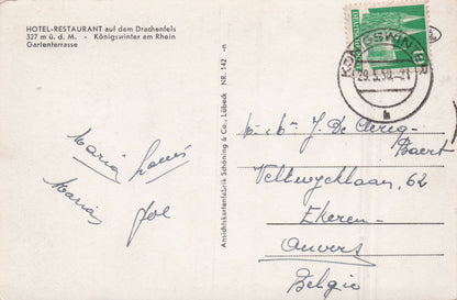 CPSM Hotel Restaurant Dem Drachenfels German Diners Hand Signed Postcard