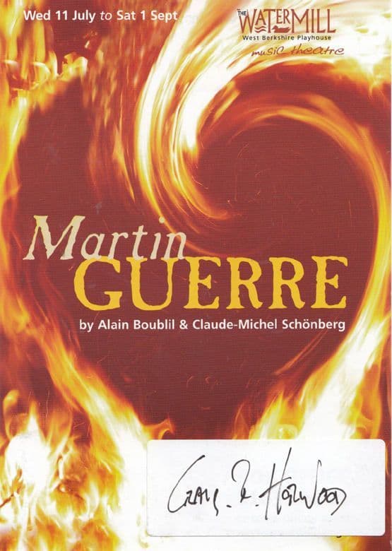 Craig Horwood Martin Guerre Alain Boubill Play Drama Hand Signed Theatre Flyer