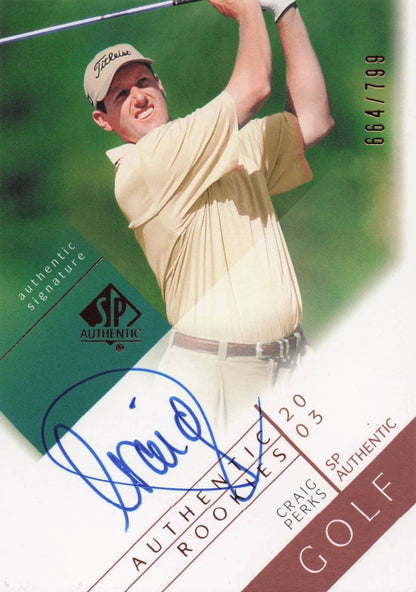 Craig Perks Authentic Rookies 2003 Golf SP Hand Signed Autograph Card