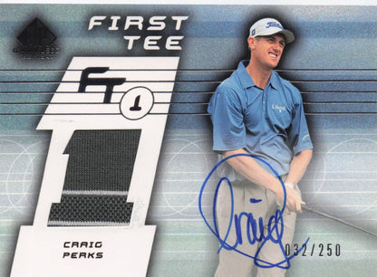 Craig Perks First Tee SP 2003 Golf Hand Signed Worn PGA Shirt Card