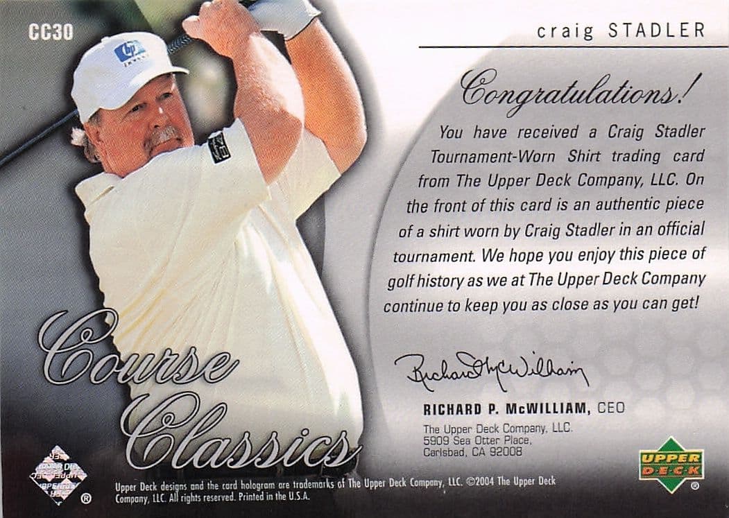 Craig Stadler Course Classics 2004 Authentic Tournament Upper Deck Golf Shirt Card