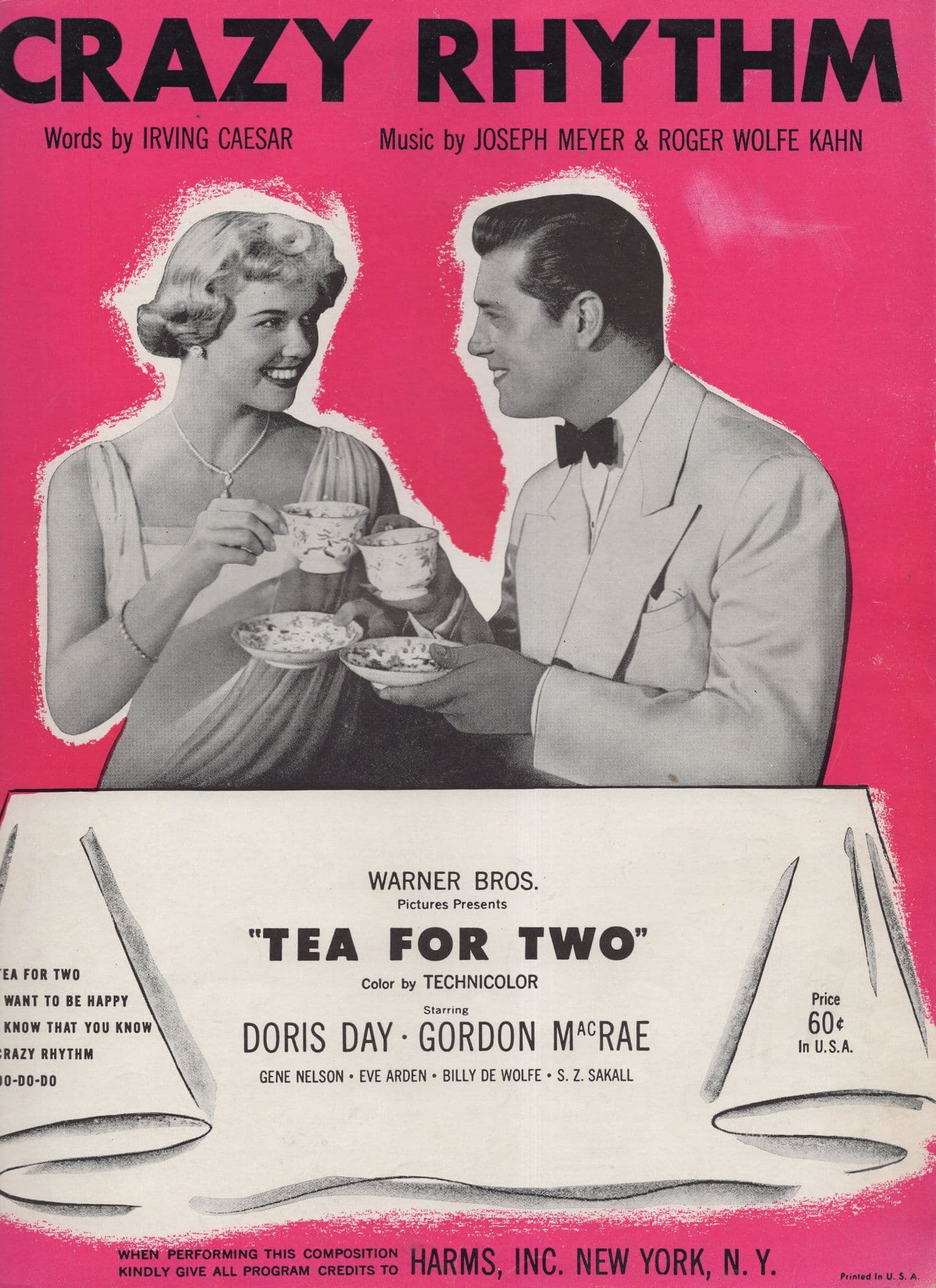 Crazy Rhythm Tea For Two Doris Day Sheet Music