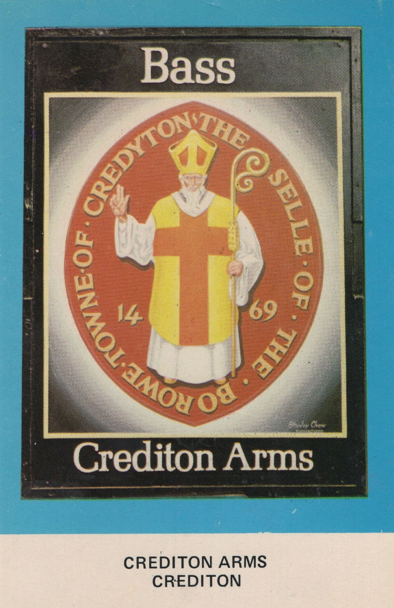 Crediton Arms Devon Bass Pub Sign Bishop Inn Advertising Postcard