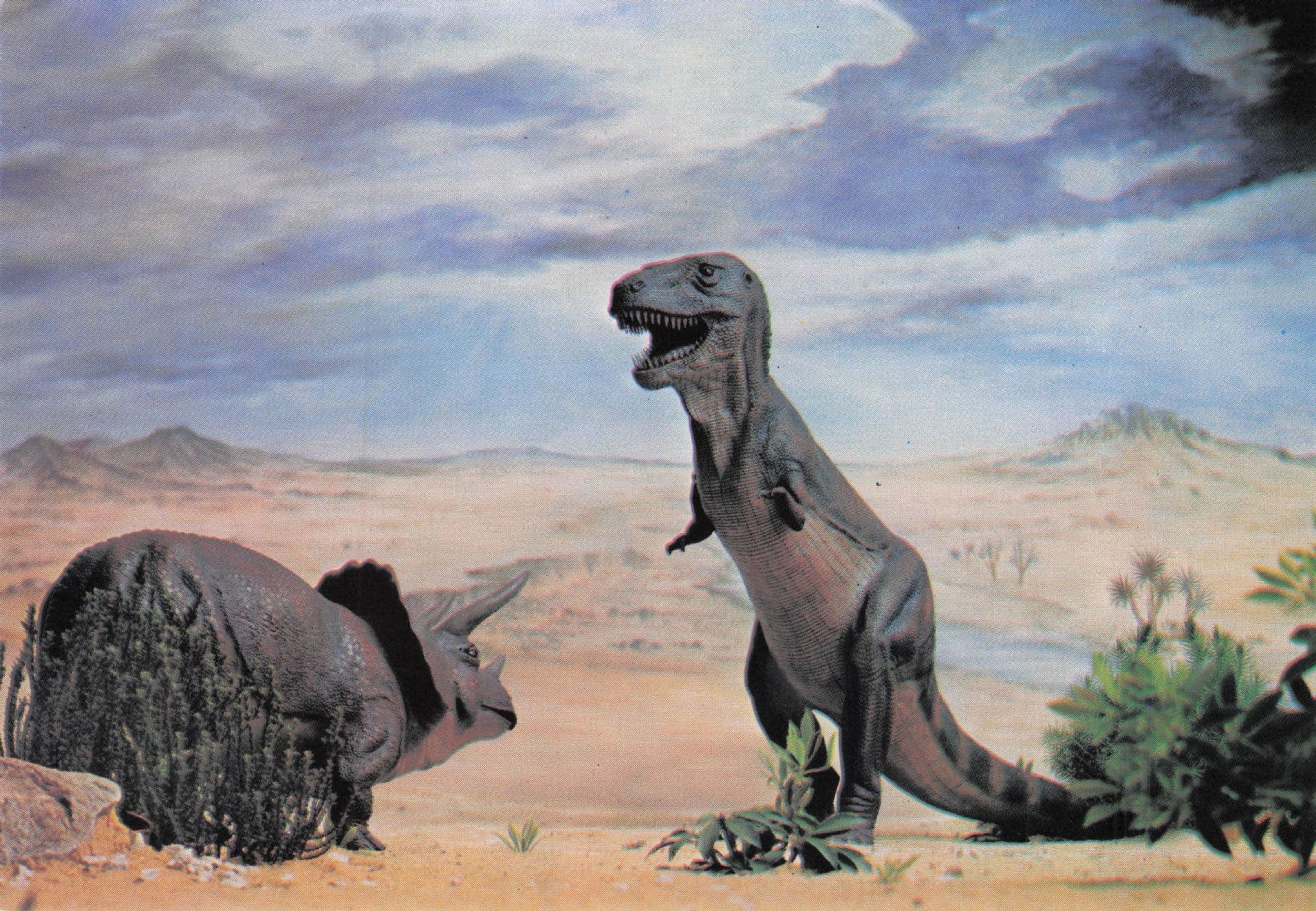 Cretaceous Scene Prehistoric Dinosaur Rare Painting Postcard