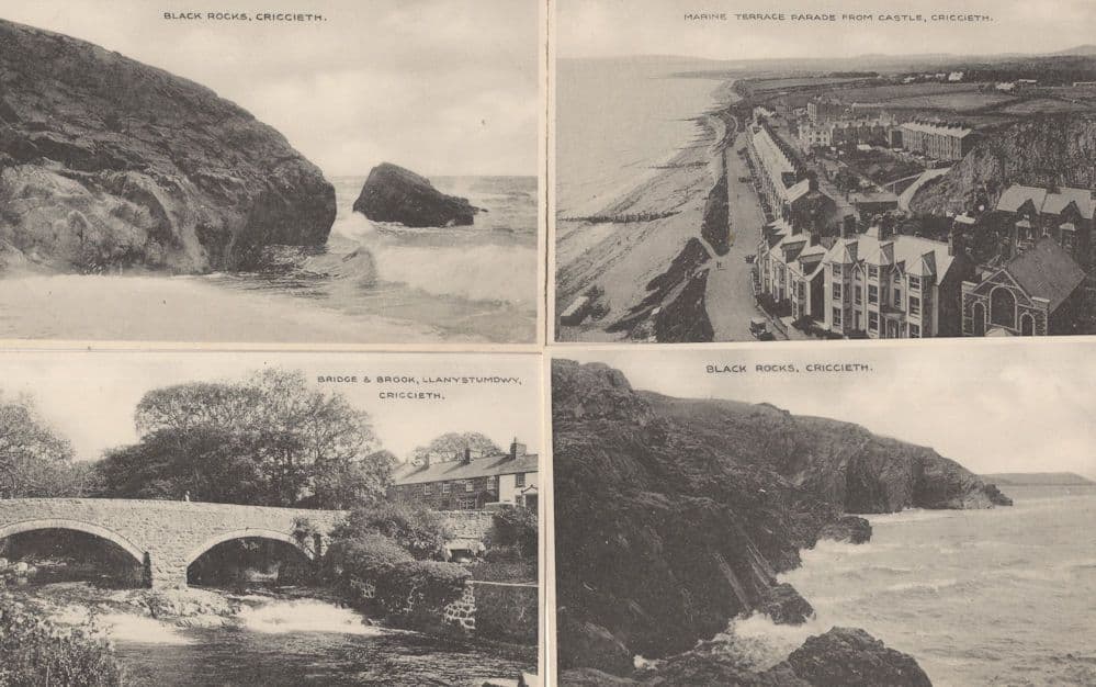 Criccieth Wales Aerial Black Rocks Bridge 4x Old Postcard s