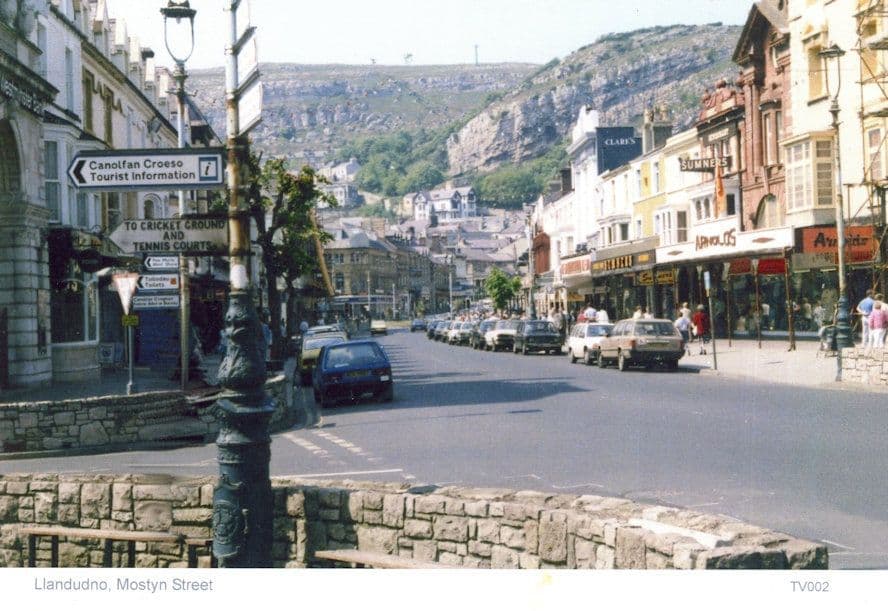 Cricket Ground Tennis Courts Road Sign Llandudno Mostyn Street Welsh Postcard