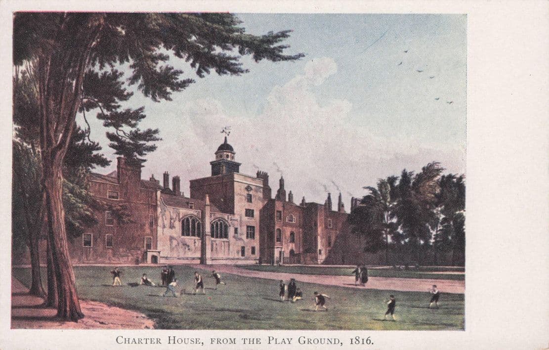 Cricket Match Victorian 1816 Charter House London Old Postcard