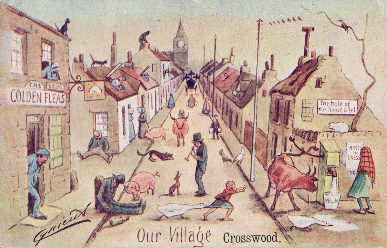 Crosswood Ireland Golden Flea Hotel Pub Irish Old Comic Postcard