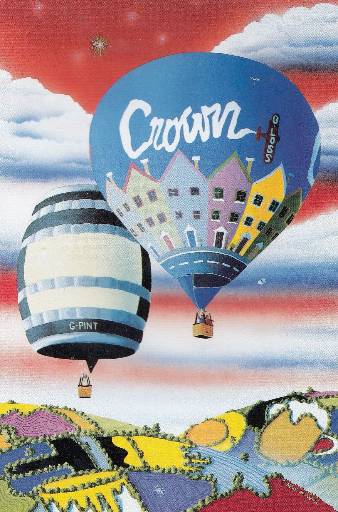 Crown Paint For New Homes Hot Air Ballon Advertising Postcard
