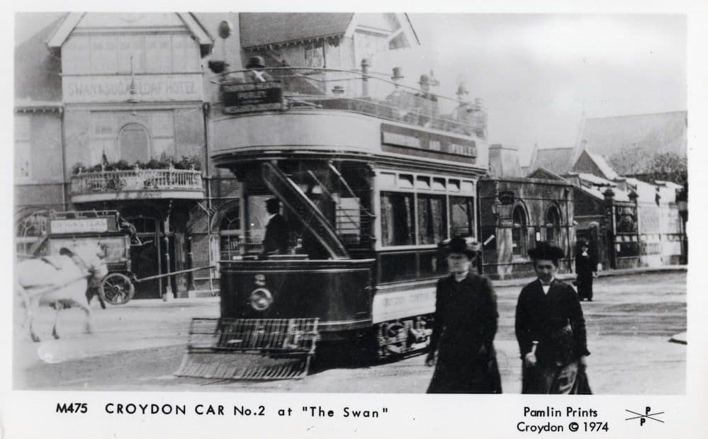 Croydon Bus Tram at The Swan Hotel London Photo Postcard