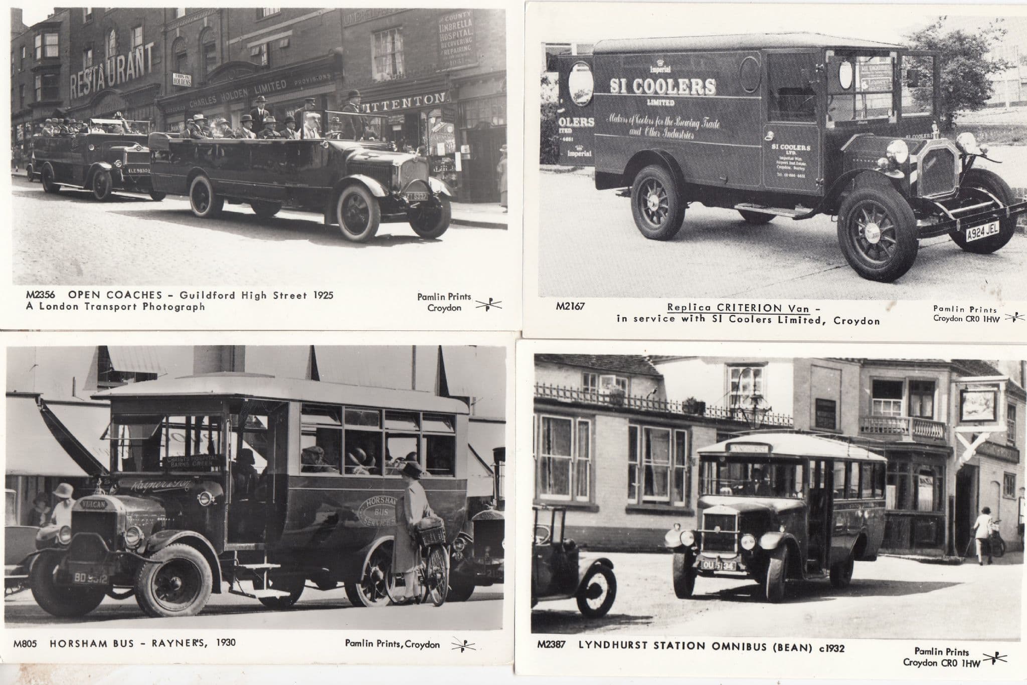 Croydon Lorry Lyndhurst Omnibus Horsham Surrey 4x  Transport Postcard s