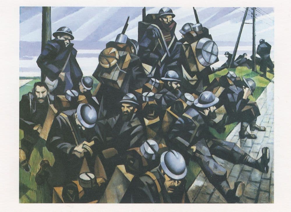 CRW Nevinson French Troops Resting WW1 War Painting Poster Postcard