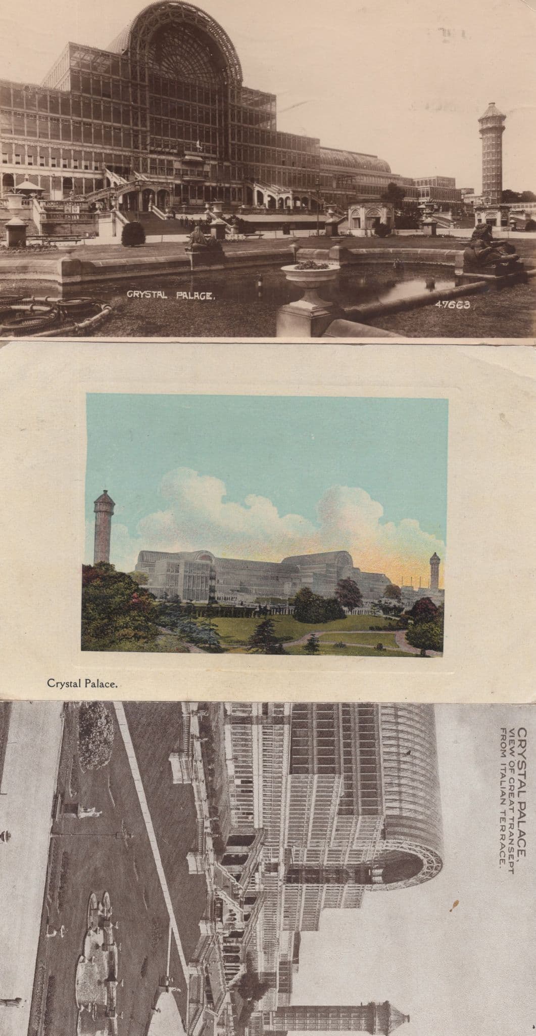 Crystal Palace From Italian Terrace London 3x Old Postcard s