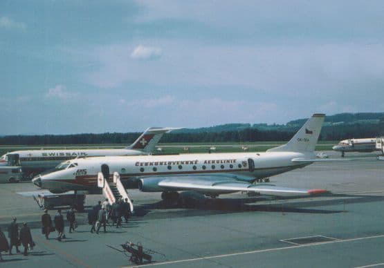 CSA Tu104 OK-Tea Aircraft Swiss Zurich Airport Limited Edition of 300 Postcard