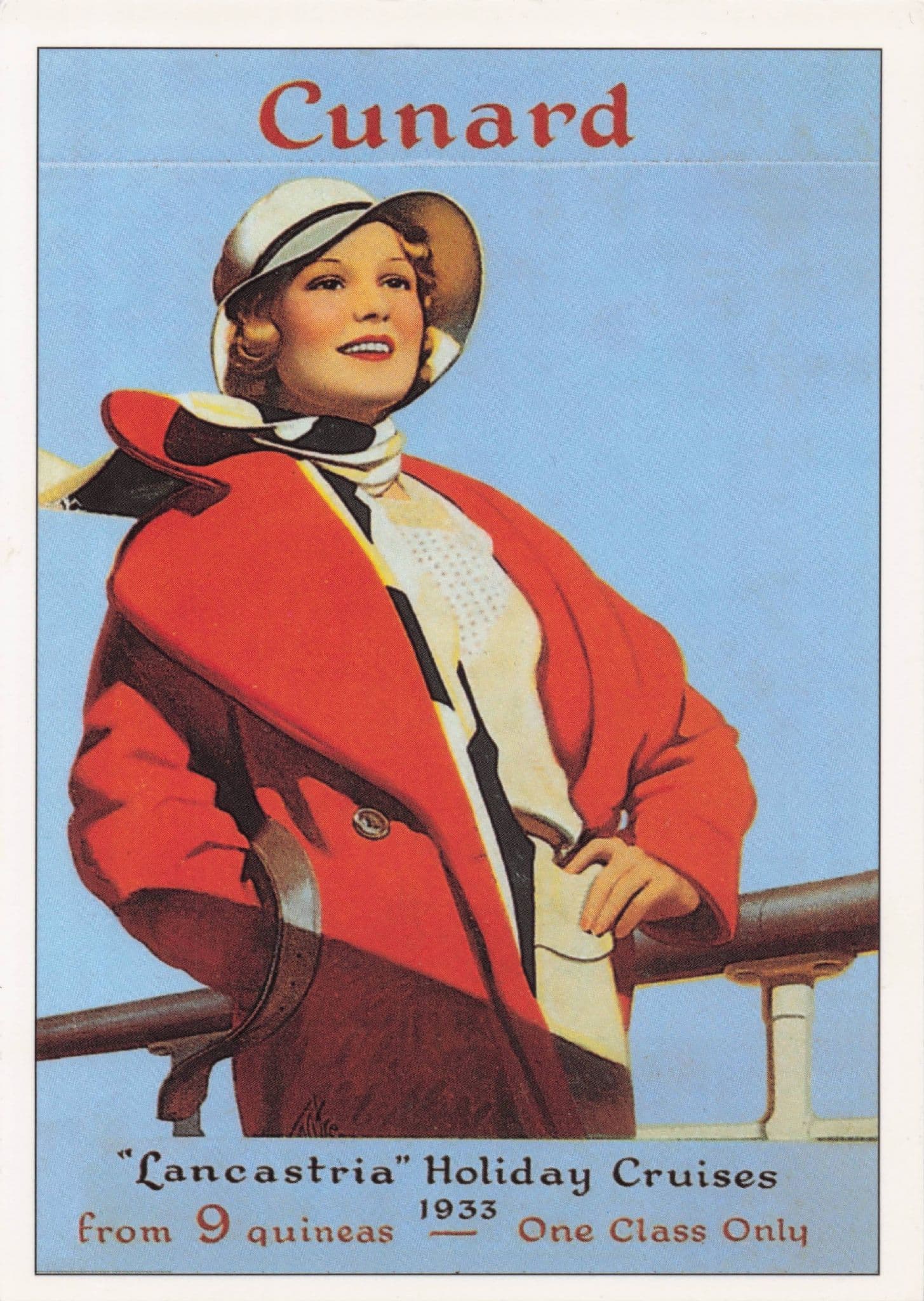 Cunard Ship Lancastria Holiday Cruises 1933 Travel Poster Postcard