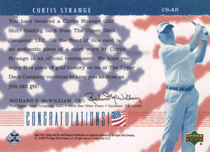 Curtis Strange America's Best 2002 Upper Deck Real Worn Golf Shirt Card