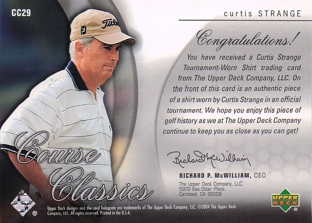Curtis Strange Course Classics 2004 Authentic Tournament Upper Deck Golf Shirt Card