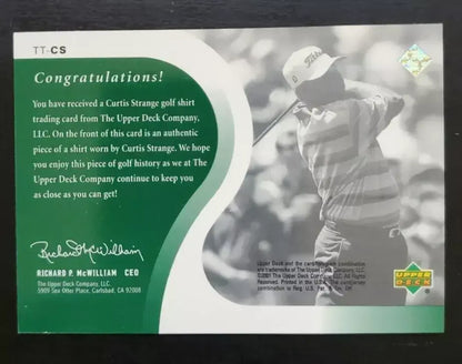 Curtis Strange Original Shirt Golf Tour Rare Limited Threads Card