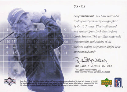 Curtis Strange Scorecard Signatures Hand Signed 2002 SP Golf Autograph Card