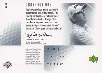Curtis Strange Sign Of The Times Hand Signed 2001 SP Golf Autograph Card