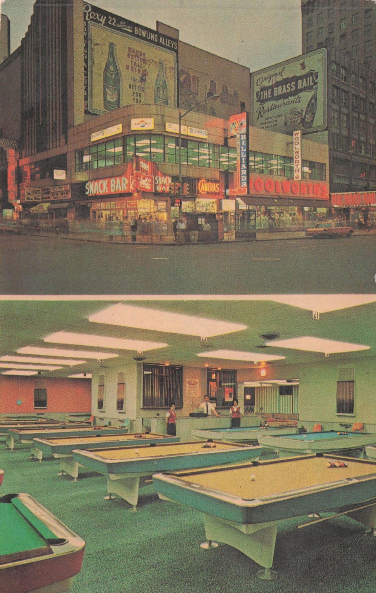 Cushion & Cue Billiards Club Seventh Avenue New York City USA Old Postcard