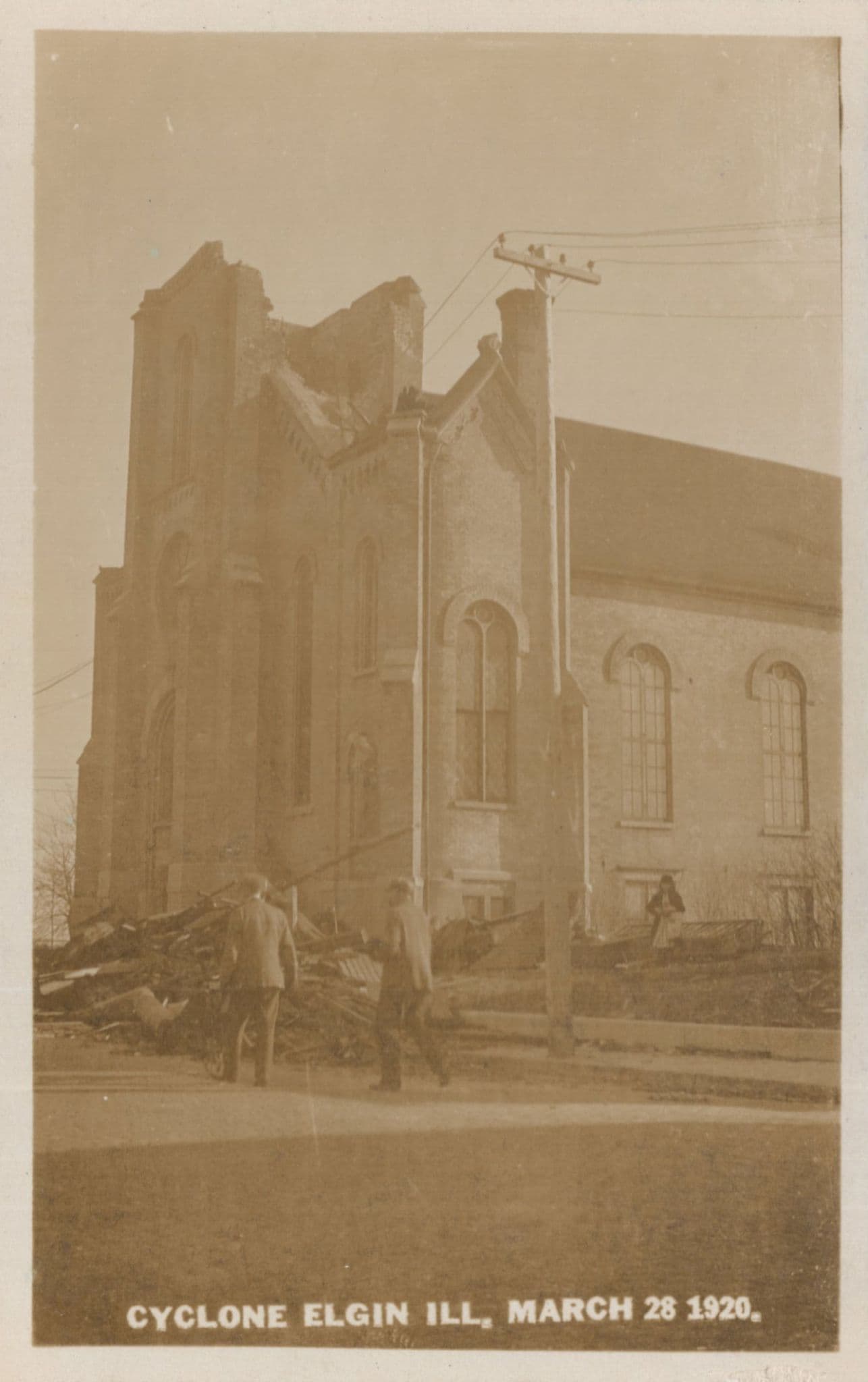 Cyclone Disaster at Elgin Illinois USA 1920 Real Photo PB Postcard