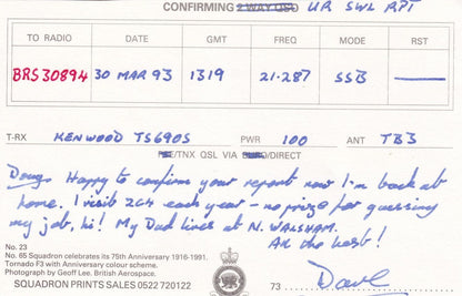 Cyprus Rafars RAF Military Plane Radio Station QSL Postcard Card