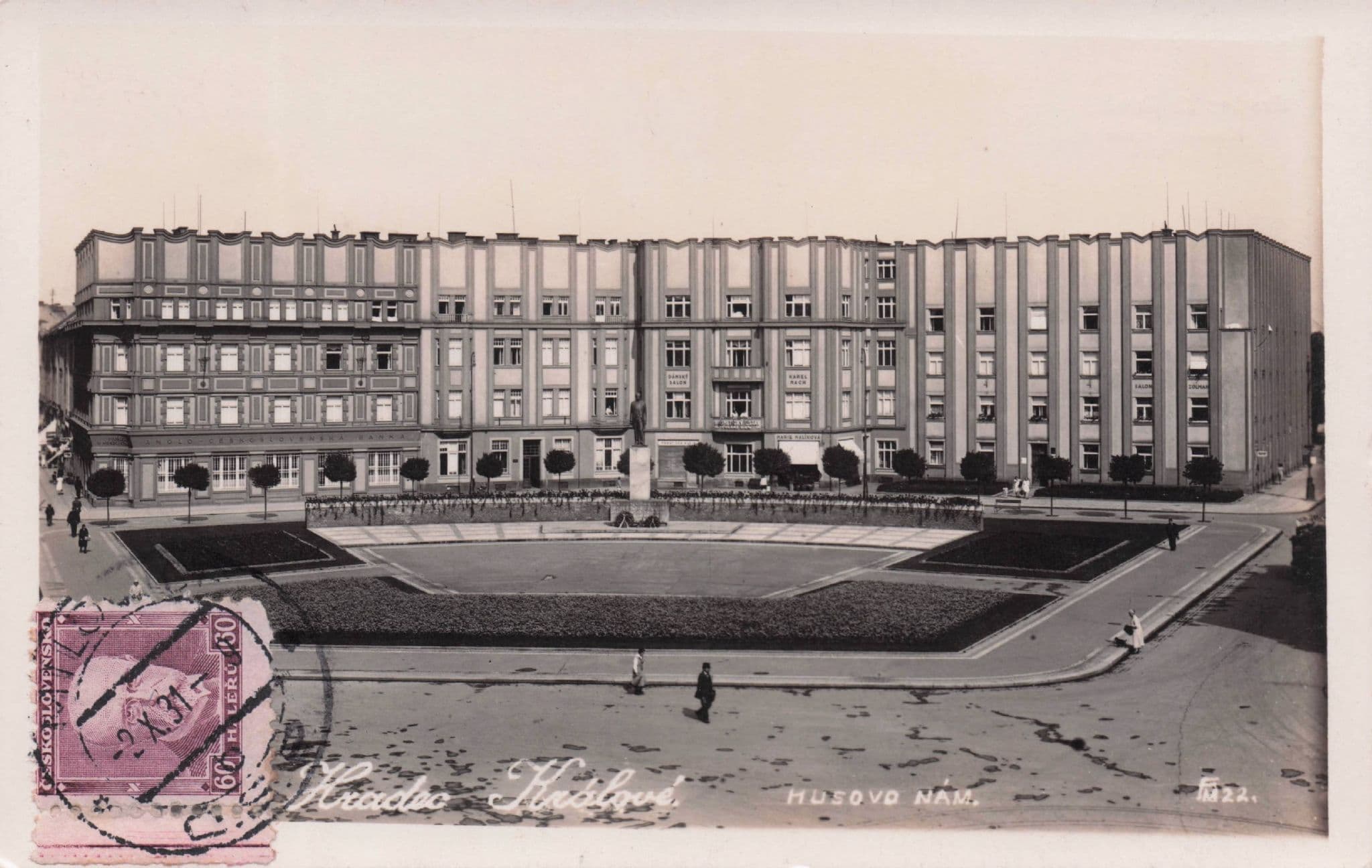 Czech Republic Hradeo Kralove Husovo Nam Monument Old Postcard