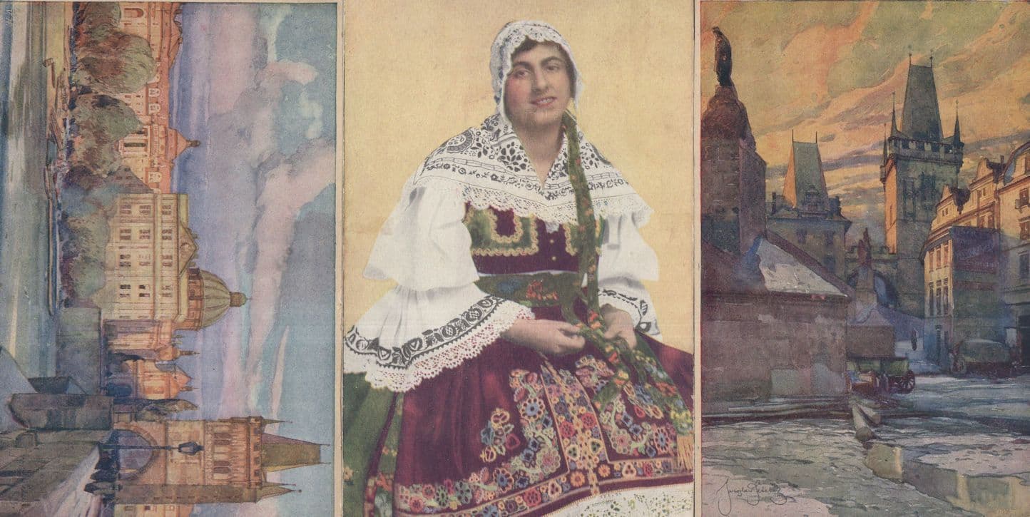 Czechoslovakia Beauty In Moravian Costume 3x Antique Postcard s