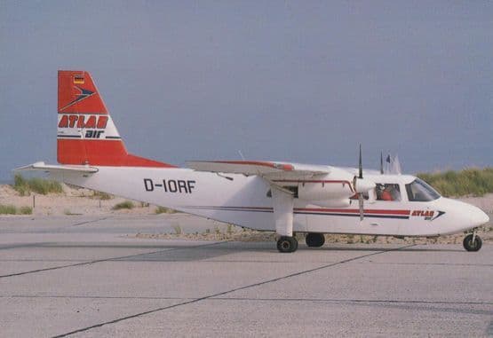 D-IORF at Heligoland Dune Atlas Air Service Ganderkesee German Plane Postcard
