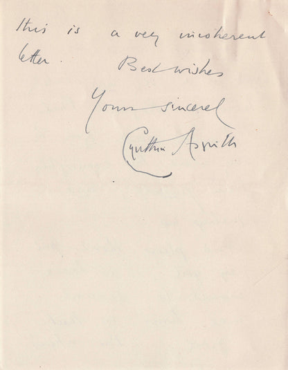 Lady Cynthia Asquith Interview & 4 Page Hand Written & Signed Headed Paper Letter