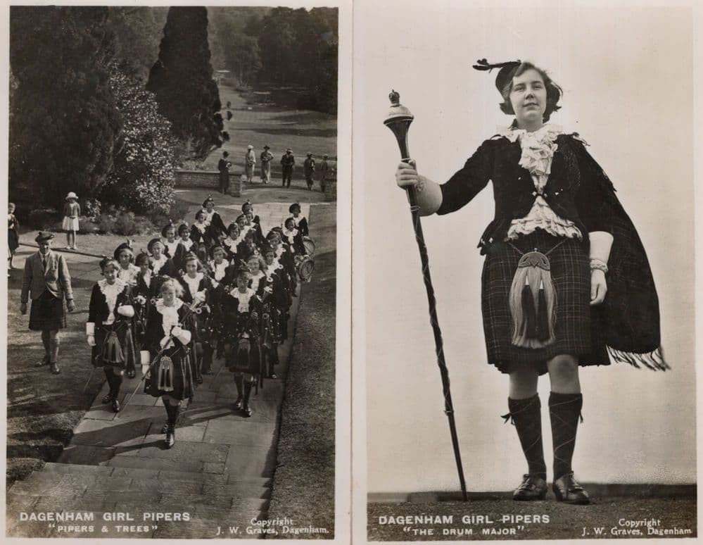 Dagenham Girl Pipers 2x Real Photo Military Girls Postcard s