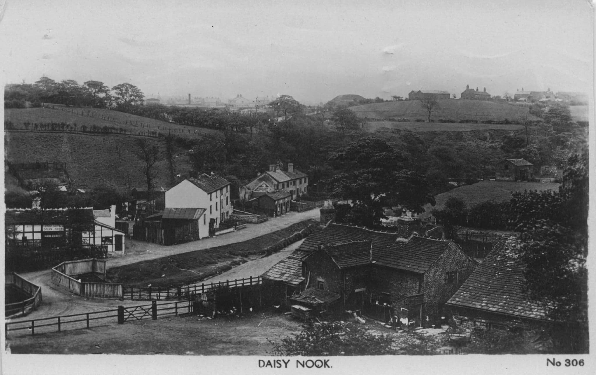 Daisy Nook Lancashire Antique Aerial Real Photo Postcard