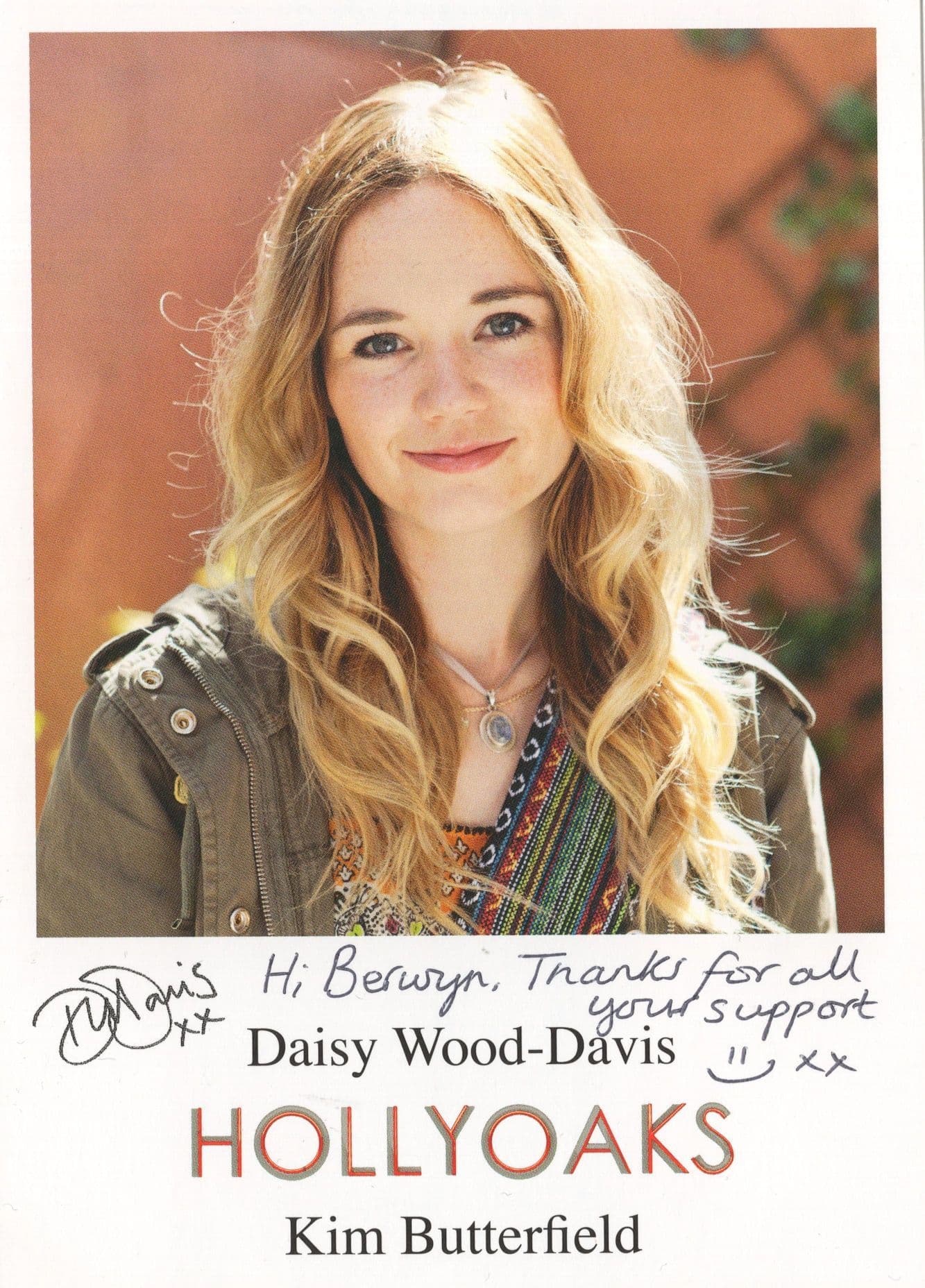 Daisy Wood Davis Kim Butterfield Hollyoaks DOUBLE Hand Signed Cast Photo