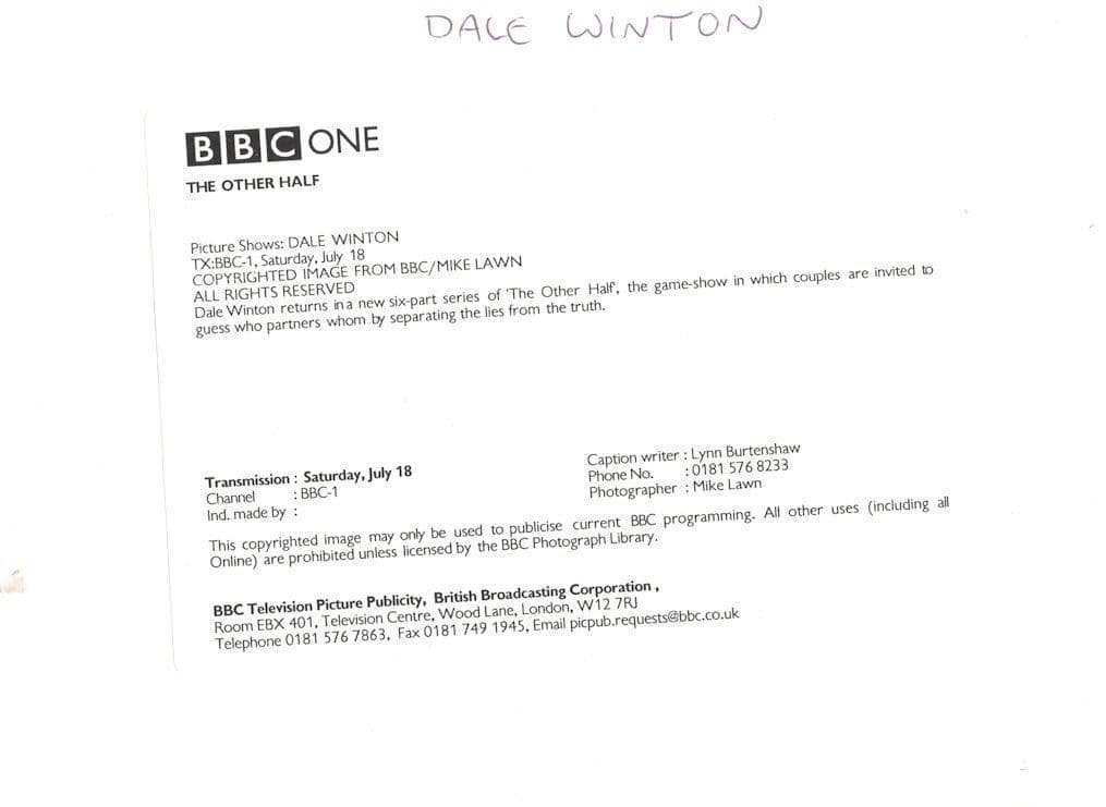 Dale Winton The Other Half Season 2 Launch BBC Press Photo