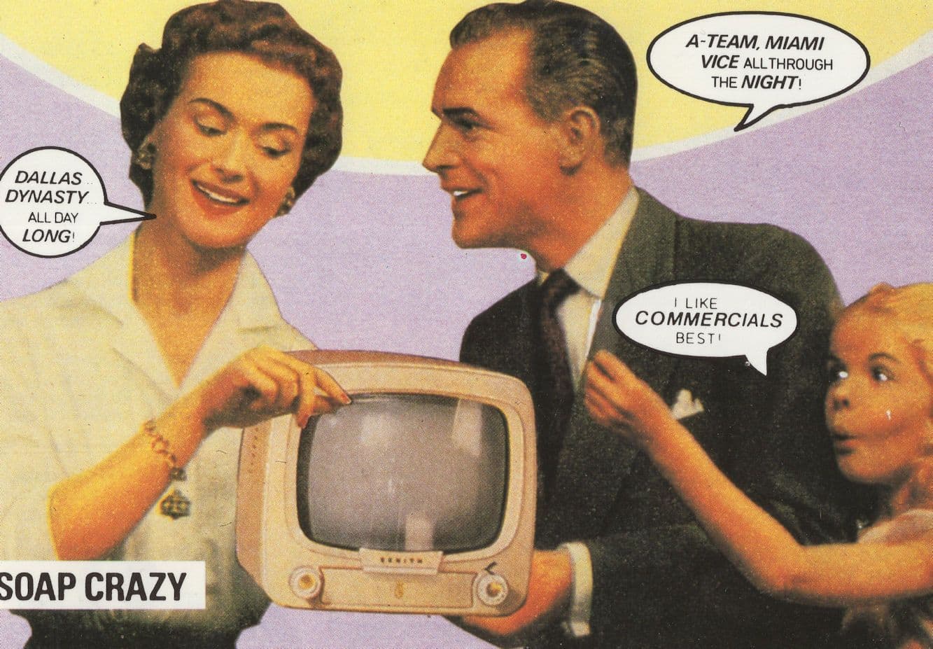 Dallas Dynasty Soap  TV Show Lovers Comic Old Television Set Postcard