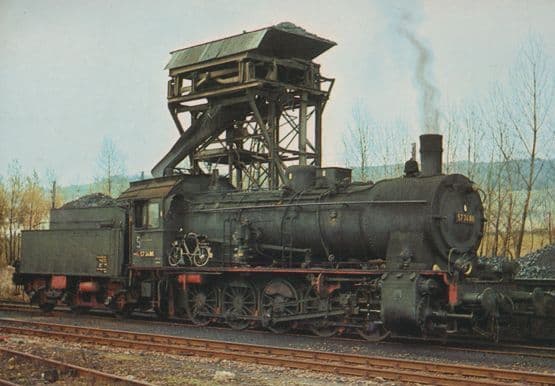 Dampf Schnellzuglokomotive 57 3486 Bundesbahn Railway German Train Postcard