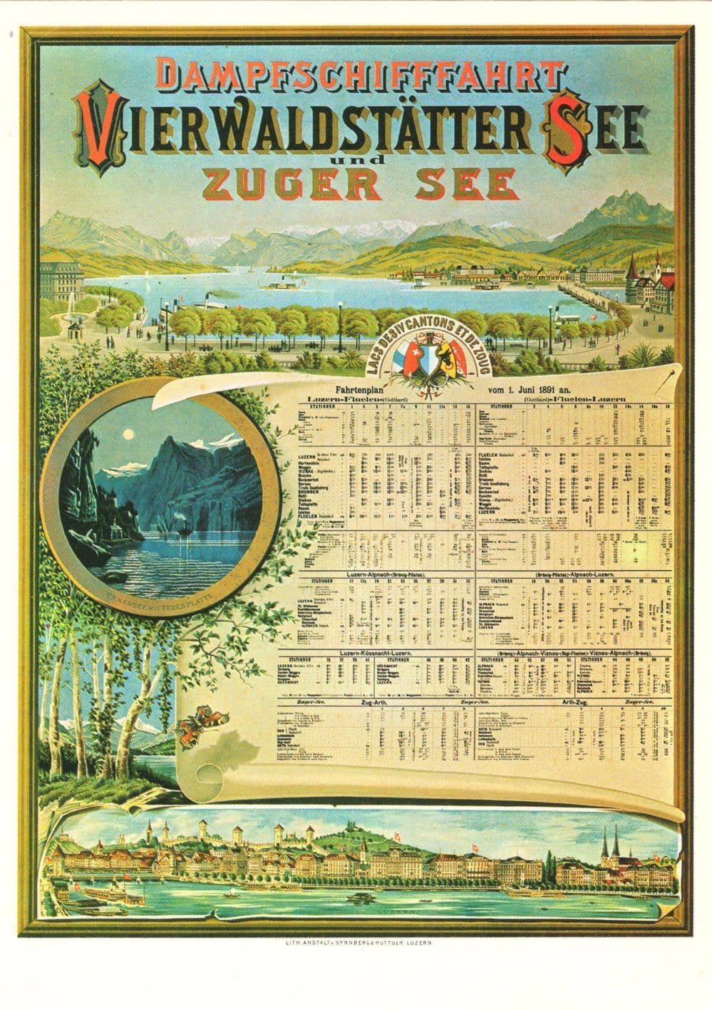 Dampfschifffahrt Vierwaldstatter Zugersee Switzerland Timetable Postcard
