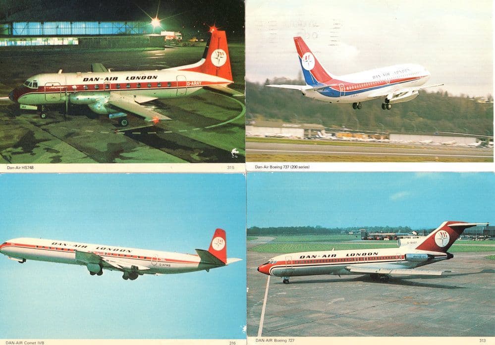 Dan Air Boeing London Comet 4x Plane Postcard s