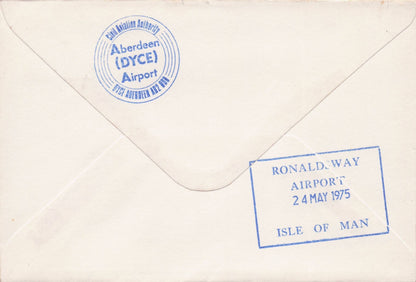 Dan Air Plane First Flight Isle Of Man Aberdeen 1975 Day Cover FDC