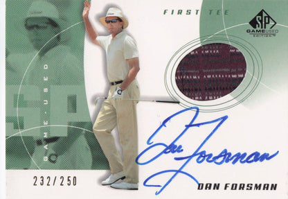 Dan Forsman First Tee 2002 Golf Upper Deck Hand Signed Worn Shirt Card