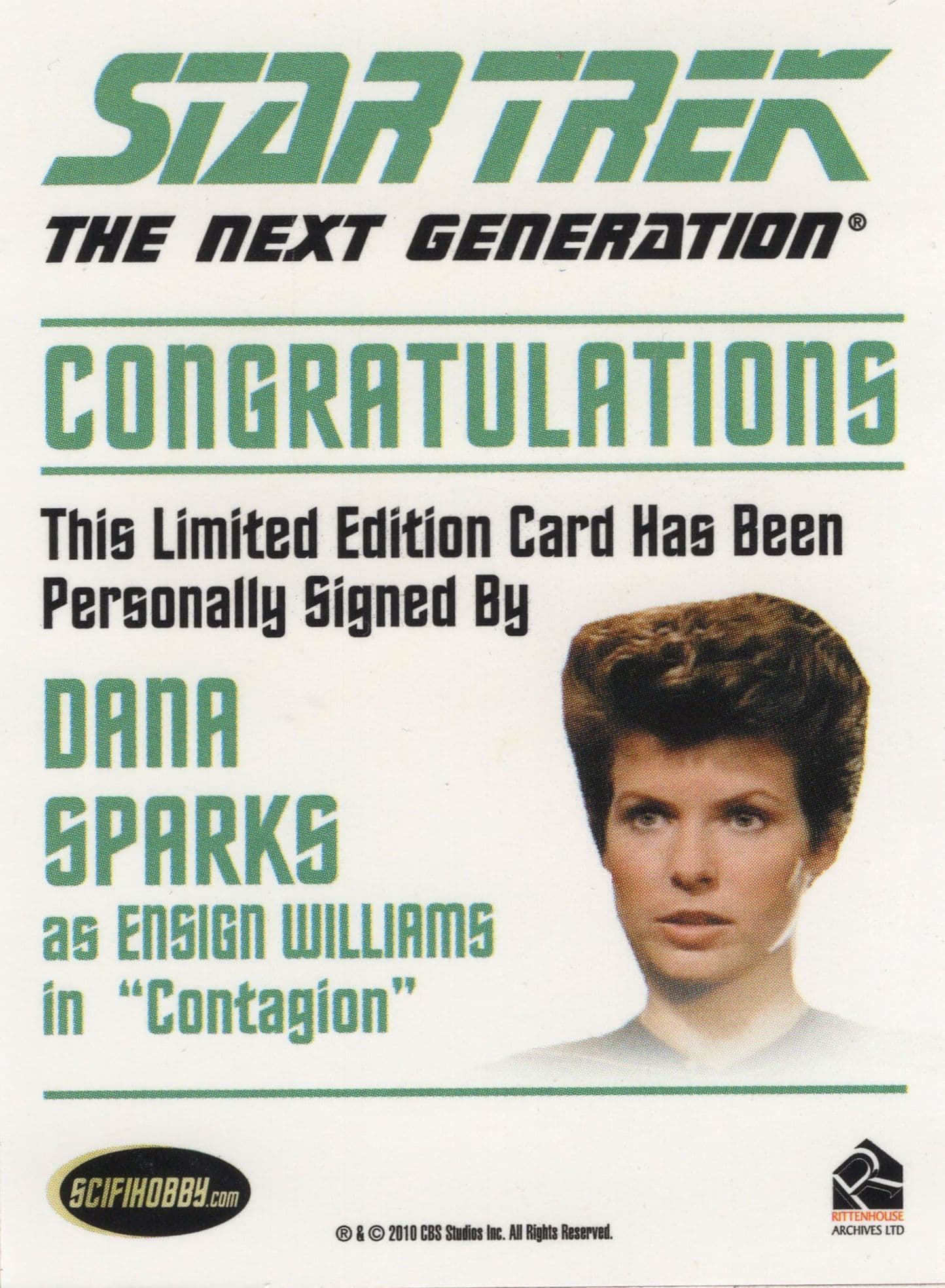 Dana Sparks as Ensign Williams Star Trek Hand Signed Autograph Card