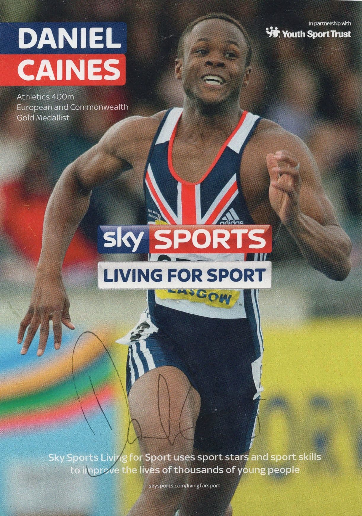 Daniel Caines British 400m Olympic Games Hand Signed Photo