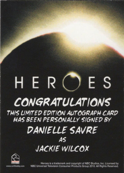 Danielle Savre Heroes TV Show Hand Signed Autograph Card