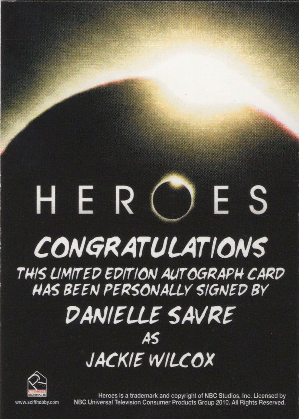 Danielle Savre Heroes TV Show Hand Signed Autograph Card