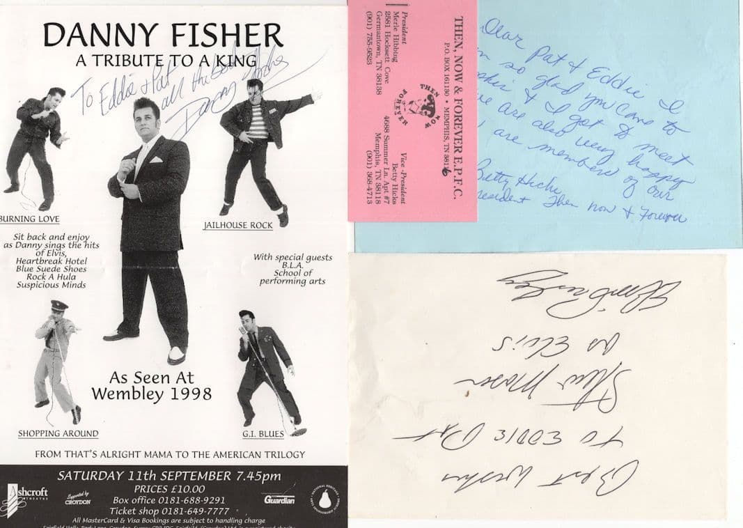 Danny Fisher Elvis Presley Tribute Hand Signed Flyer & More