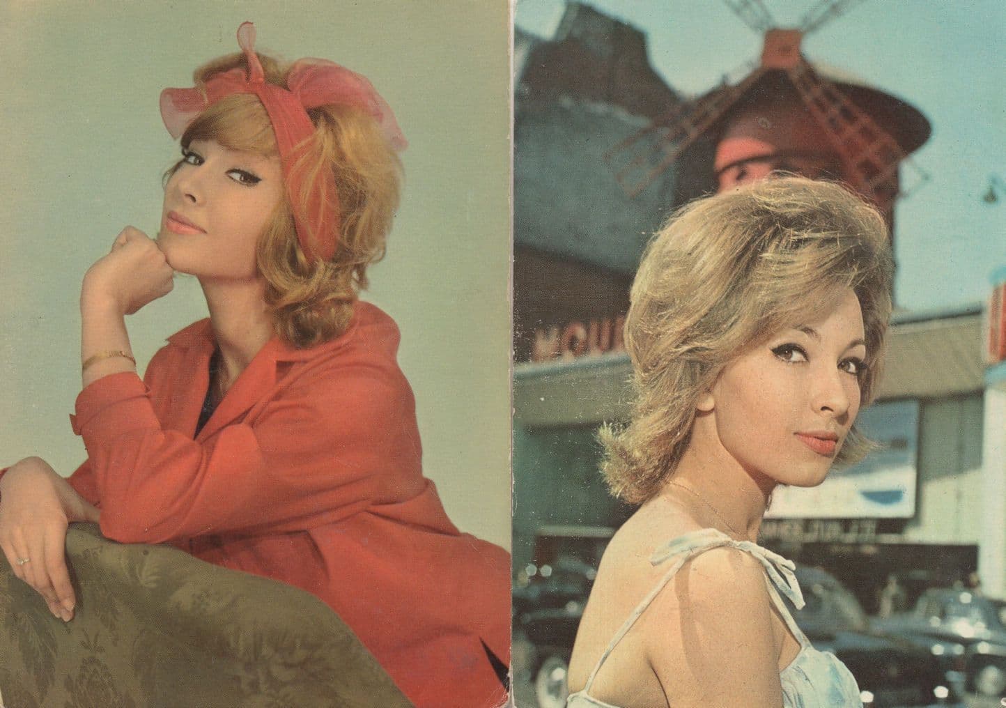 Dany Saval French Film Actress 2x Rare Paris Postcard s